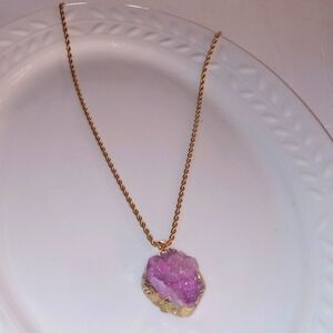 Druzy necklace set pink + Earrings